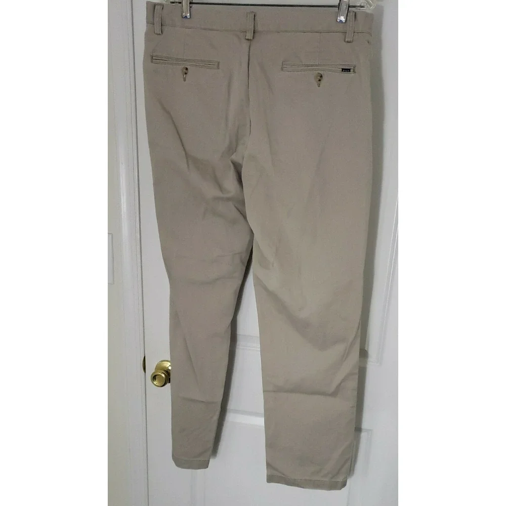 Polo Ralph Lauren Mens Flat Front Khaki Classic Fit Pockets Chino Pants Sz 35/32
